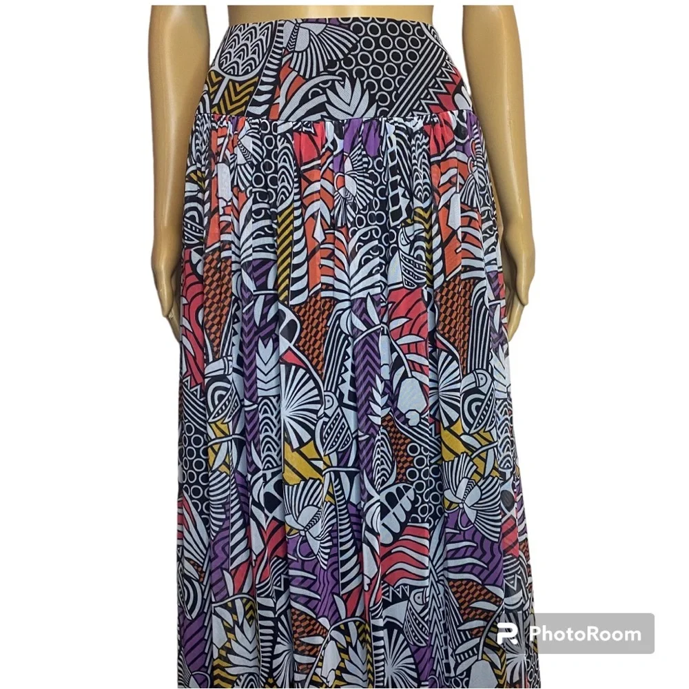 FARM Rio Black and Pink Pleated Maxi Skirt - Picture 10 of 16